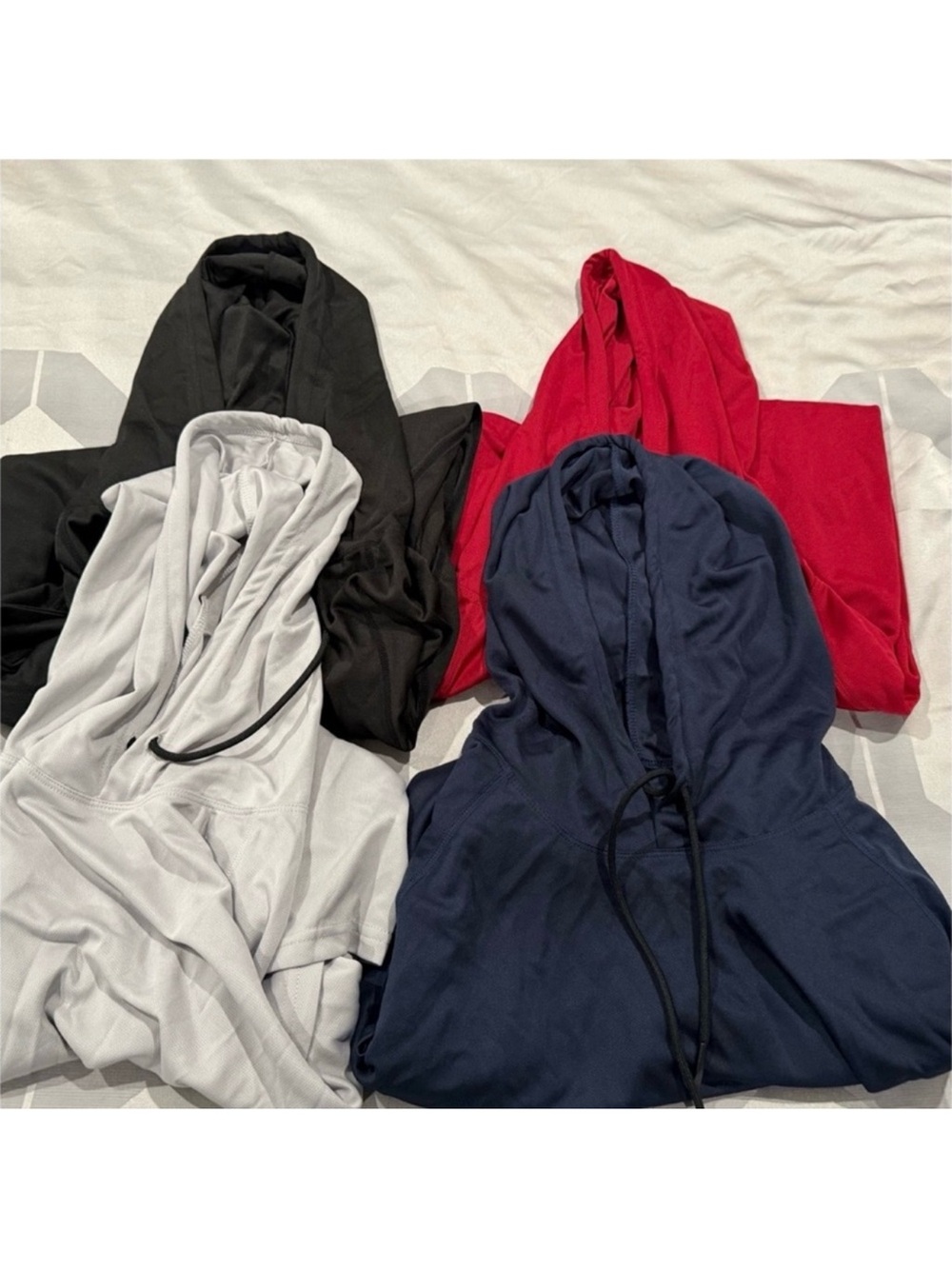Lot of 4 Hooded Pullovers in Black, White, Red, Navy